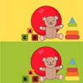 Vector illustration . Find 5 differences . Kids toys .